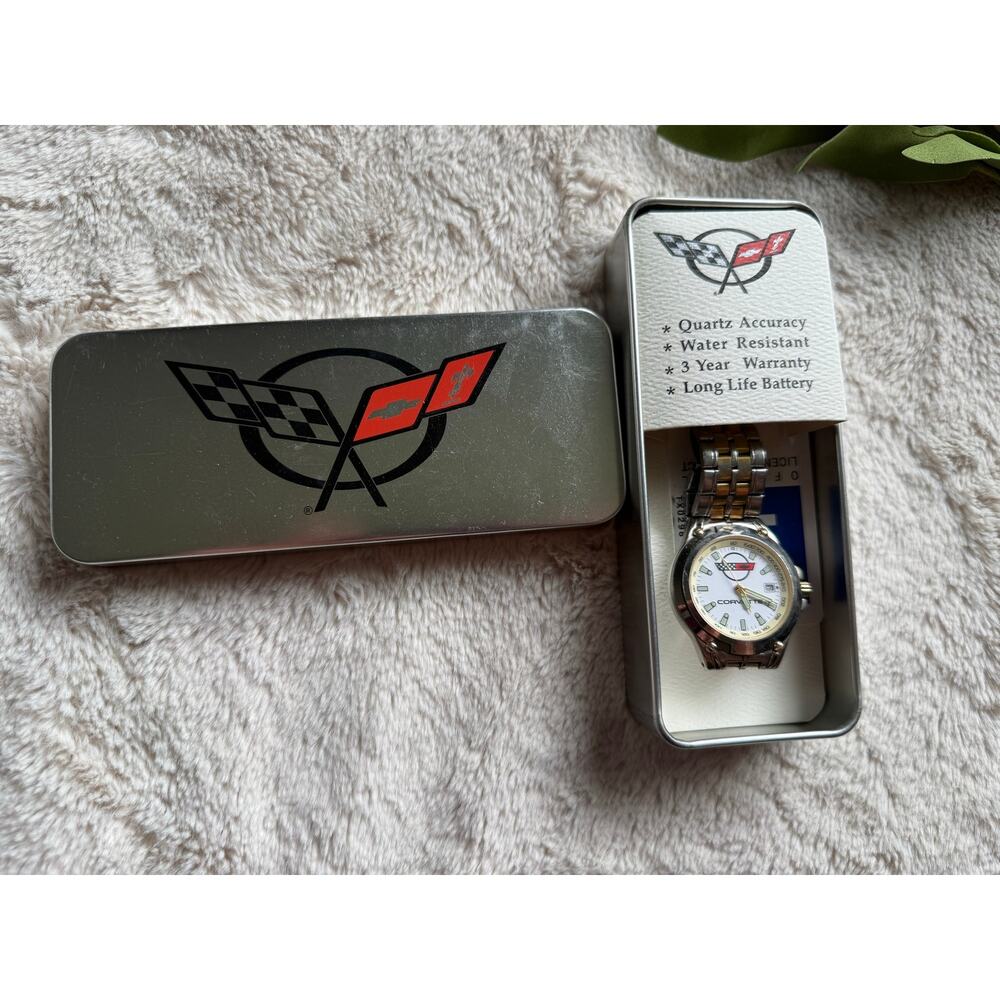 Vintage Chevrolet Corvette Two Tone Wrist Watch and Case